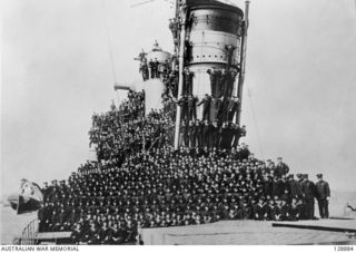 JAPAN. 1942. CREW OF THE JAPANESE DEPOT SHIP CHIYODA. AFTER THE CORAL SEA BATTLE MIDGET SUBMARINES AND CREWS WERE CARRIED TO TRUK IN THE PACIFIC OCEAN BY THE CHIYODA WHERE THEY EMBARKED ON THEIR ..