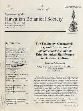 Newsletter - Hawaiian Botanical Society