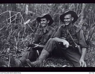 WAREO, NEW GUINEA. 1943-12-09. VX42867 CORPORAL J. W. BELL, OF MERINO, VIC, MM, (1) AND VX7410 LIEUTENANT D. C. LAWRIE, OF CAMBERWELL, VIC, DCM, (2); BOTH OF C COMPANY 2/23RD AUSTRALIAN INFANTRY ..