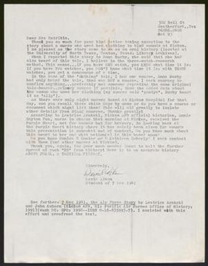 [Letter from David Aiken to 'Mrs. Entriken', October 1993]