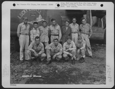 Lt. Lloyd And Crew Of The 65Th Bomb Squadron, 43Rd Bomb Group, Pose By The Consolidated B-24 'Lucky Lucille' On 2 March 1944. (U.S. Air Force Number 72369AC)