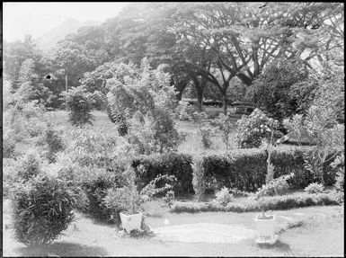 Square pots at the top of the curved steps, Chinnery's garden, Malaguna Road, Rabaul, New Guinea, ca. 1936 / Sarah Chinnery