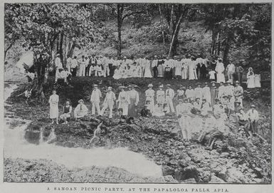 A Samoan picnic party at the Papaloloa Falls, Apia