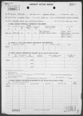 VMF-155 - ACA Reports Nos 125-129 & 132-135 - Air operations against the Marshall Islands, 4/2-27/45