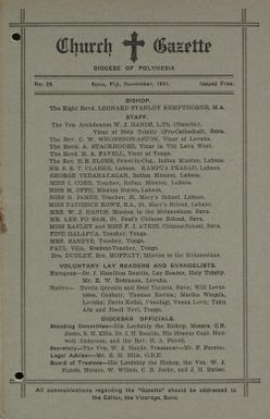 Church Gazette, Polynesia: November 1931