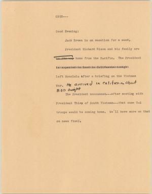 [News Script: Nixon in Hawaii]