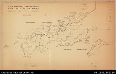 Fiji, Vanua Levu, Fijian Electoral Constituencies with Polling Stations, Administration, Sheet 3, 1966, 1:506 880