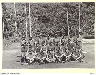 TOROKINA, BOUGAINVILLE. 1945-10-07. MEMBERS OF 18 PLATOON, D COMPANY, 24 INFANTRY BATTALION, 15 INFANTRY BRIGADE. (FOR IDENTIFICATION OF 23 NAMED PERSONNEL REFER TO PROVISIONAL CAPTION OR NAME ..