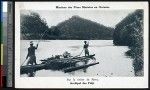 Two men navigate the Rewa river, Fiji, ca.1900-1930