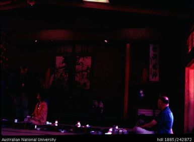 Sitting inside Japanese building