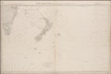 South Pacific Ocean : comprised between the parallels of 27° south, and 60° south and extending from Melbourne to Cape Horn. compiled from the most recent surveys in the Hydrographic Office 1877 ; engraved by Edwd. Weller