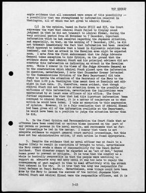 Kimmel, Husband E., Reports: Navy Court of Inquiry, Pearl Harbor Report, August 29, 1945