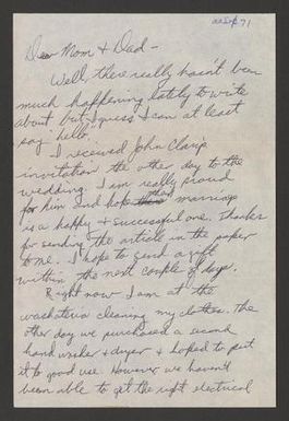 [Letter From Donald F. Baker to His Parents, September 22, 1971]