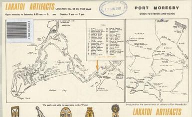 Port Moresby : guide to streets and roads / produced for the convenience of visitors to Port Moresby by Lakatoi Artifacts