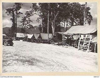TOROKINA AREA, BOUGAINVILLE, SOLOMON ISLANDS. 1944-12-09. THE GENERAL ADMINISTRATIVE OFFICE QUARTERS OF THE FIELD PARK STORES SECTION ATTACHED TO THE 126 BRIGADE WORKSHOP. THE UNIT IS WORKING AT ..