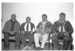 Elesi Kezihiano Kalolo with political executives of Tokelau (faipule). From left: Lepaio Simi, Atatu; Elesi Kezihiano Kalolo; Kele Neemia, Fakaofo; Salesio Lui, Nukunonu.