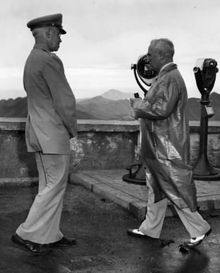 President Harry S. Truman and General Omar Bradley at Nuuanu Pali Lookout