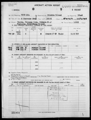 VMTB-134 - ACA Reps Nos 134-6 & 134-7 - Bombing Bivouac Area, Ngatpang, Babelthuap Is, Palau Is on 1/3 & 4/45