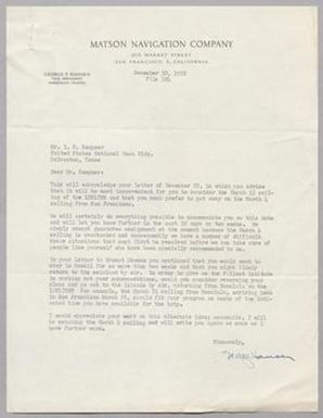 [Letter from George F. Hansen to I. H. Kempner, December 30, 1952]