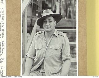 MILNE BAY, NEW GUINEA. 1943-06-29. VX78974 CAPTAIN J. PURDIE DCM, COMMANDING OFFICER, "C" GROUP, 2/3RD AUSTRALIAN DOCKS OPERATING COMPANY, ROYAL AUSTRALIAN ENGINEERS, A.I.F