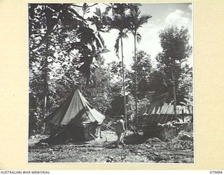 KAMKAMUN, LAE AREA, NEW GUINEA. 1943-10. TENTED WARDS ERECTED AT THE MAIN DRESSING STATION, KNOWN LATER AS THE LAE CASUALTY CLEARING STATION OPERATED JOINTLY BY THE 10TH FIELD AMBULANCE AND THE ..