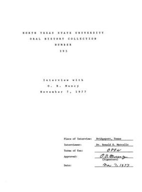 Oral History Interview with O. R. Muncy, November 7, 1977