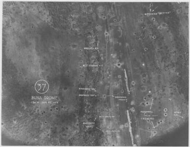 [Aerial photographs relating to the Japanese occupation of Buna-Gona region, Papua New Guinea, 1942-1943] [Allied air raids]. (46)