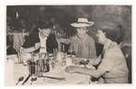 Evelyn Murray with two women dining, Brisbane