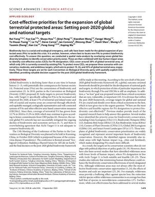 Cost-effective priorities for the expansion of global terrestrial protected areas : Setting post 2020 global and national targets