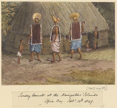 'Sunday bonnets at the Navigators' Islands [Samoa], Apia Bay, Septr 14th 1849'