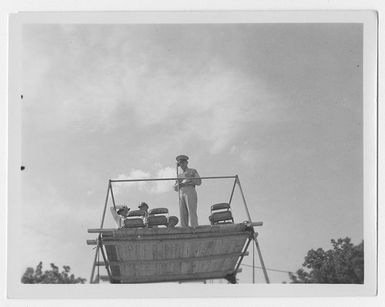 Photograph of Colonel Savage making an announcement, Bainbridge Army Airfield, Bainbridge, Georgia, 1944 June 15