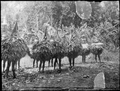 Row of Dukduks, Matupit, Rabaul Harbour, New Guinea, 1929, 3 / Sarah Chinnery