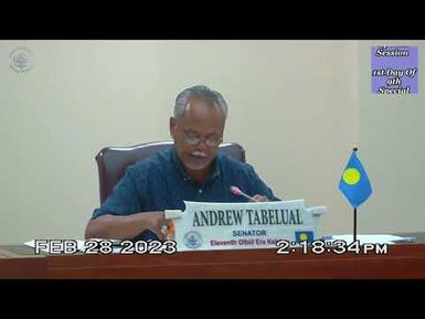 Palau National Congress | The Senate, 1st Day Of 9th Special Session