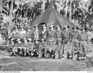 MATUPI, NEW GUINEA. 1944-07-04. NON COMMISSIONED OFFICERS OF THE 15TH FIELD AMBULANCE. IDENTIFIED PERSONNEL ARE:- VX82050 LANCE-CORPORAL E. VINE (1); VX82065 LANCE-CORPORAL J. STATKER (2); VX82142 ..