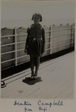 Heather Campbell from Fiji, young girl on board the S.S. Rotorua, 1935