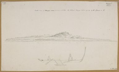 Ellis, William Wade, d 1785 :South view of Mangia-nooe, distant 2 miles. See Ellis's Voyage, vol I p.33 and the Chart in Vol. I. / W. Ellis fecit. [30 March 1777]