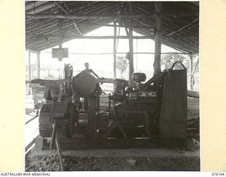 NADZAB, NEW GUINEA. 1944-09-02. THE INTERIOR OF THE SAWMILL AT THE NEW GUINEA FORCE SCHOOL OF SIGNALS