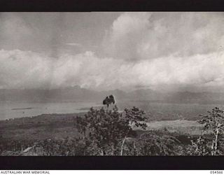 MILNE BAY, NEW GUINEA, 1943-07-11. PANORAMA, LOOKING SOUTH, OF MILNE BAY, TAKEN FROM HILL STATION ROAD (MAPO ROAD)