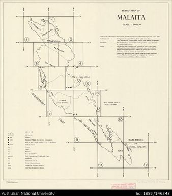 Solomon Islands, Malaita, Series: Sketch, Sheet INDEX, 1966-1967, 1:50 000