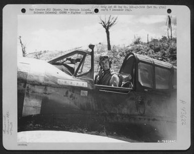 Capt. F.L. Gaunt Of North Platte Nebraska, Flight Commander Of The 44Th Fighter Squadron, Is Shown In His Curtiss P-40 On Munda, New Georgia Island, Solomon Islands, 14 August 1943. (U.S. Air Force Number A79818AC)