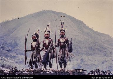 Mendi warriors, mountain scene