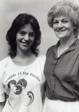 Joanne Marshall (seen with her mother Pamela Andrew) had helped to upgrade a Samoan school.