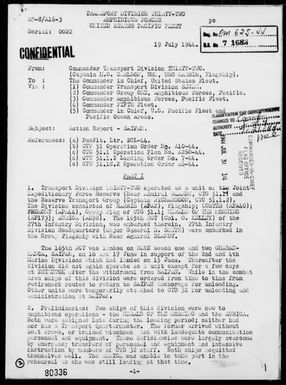 COMTRANSDIV 32 - Report of landing ops On Saipan Is, Marianas on 16 & 17 June, 1944