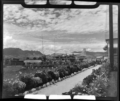 British Commonwealth Pacific Airlines DC6 aircraft arriving at Nadi airport, Fiji