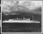 Starboard view of the steamship Lurline off the Honolulu coast of Hawaii, ca.1940-1950