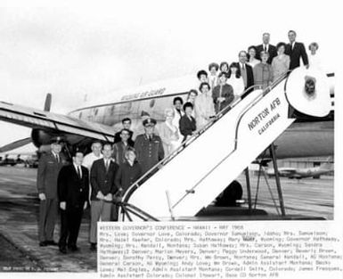 GOVERNORS, THEIR FAMILIES AND STAFF FROM COLORADO, MONTANA, IDAHO, WYOMING WITH THEIR PLANE, WESTERN GOV'S CONVENTION, HAWAII