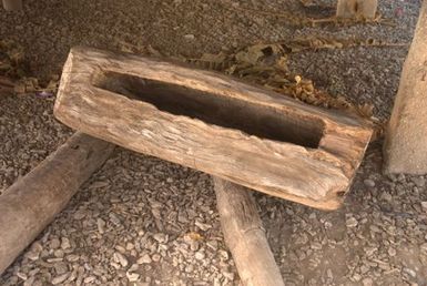 Wooden slit drum on Beru, Kiribati