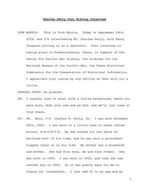 Oral History Interview with Charles Petty, September 19, 2009