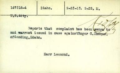 1910-1920: Incoming, Attorneys & Marshals: Hawaii, Atty., 01/02/1920 To Idaho, Atty., 06/11/1919 (2 of 2)