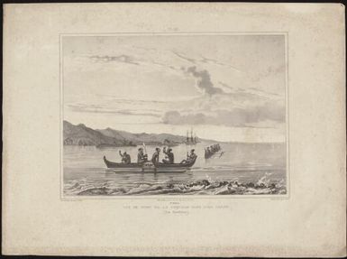Vue du Port de la Coquille dans l'ile le Ualan, Iles Carolines / dessine d'ap. nat. par A. Postels; Sabatier lithe; fig. par Wattier